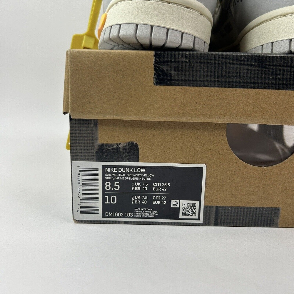 Nike Dunk Low x Off-White Lot 29 of 50 “Sail/Neutral Gray” 2024 - Picture 5 of 5